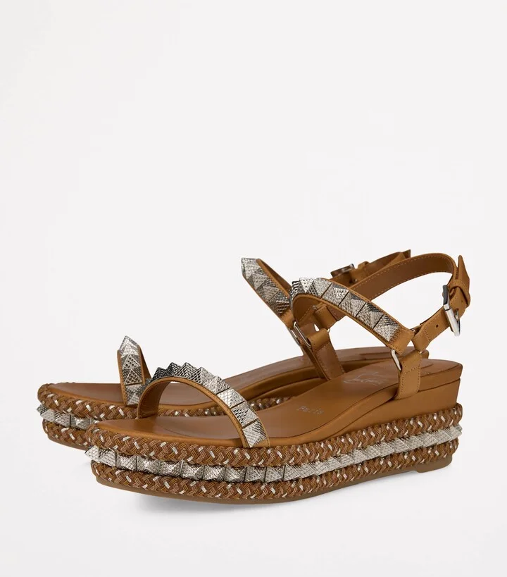 Christian Louboutin Pyraclou Embellished Wedge Sandals 60 - Image 2