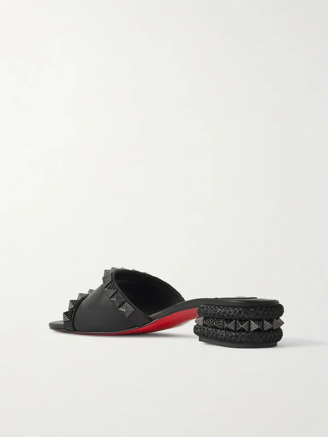 Christian Louboutin - Pyramule 30 Studded Leather Mules - Black - Image 3