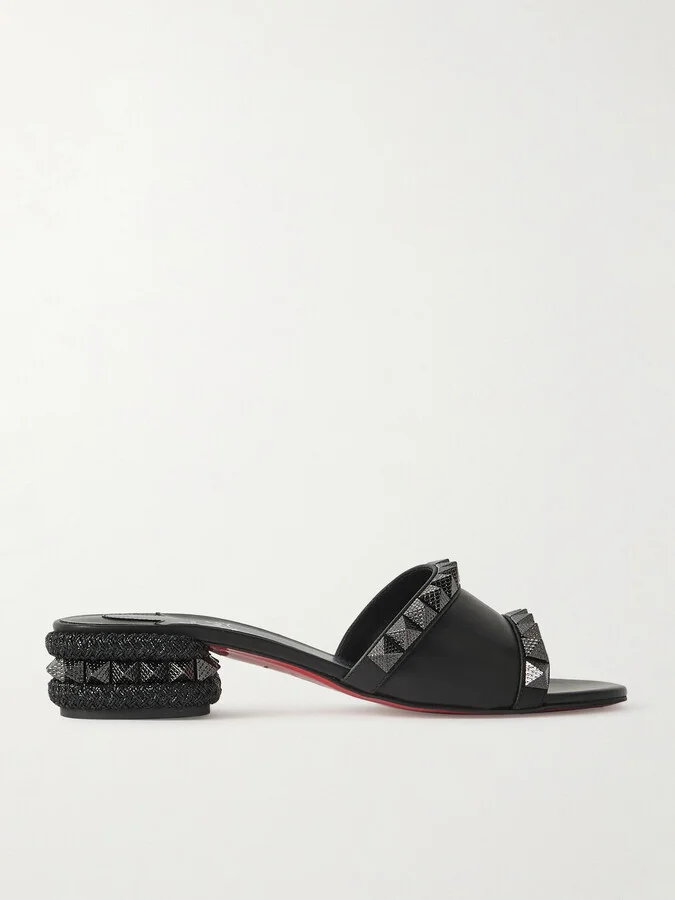 Christian Louboutin - Pyramule 30 Studded Leather Mules - Black