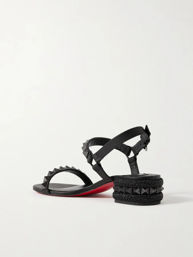 Christian Louboutin - Pyrasand 30 Studded Leather Sandals - Black - Image 3