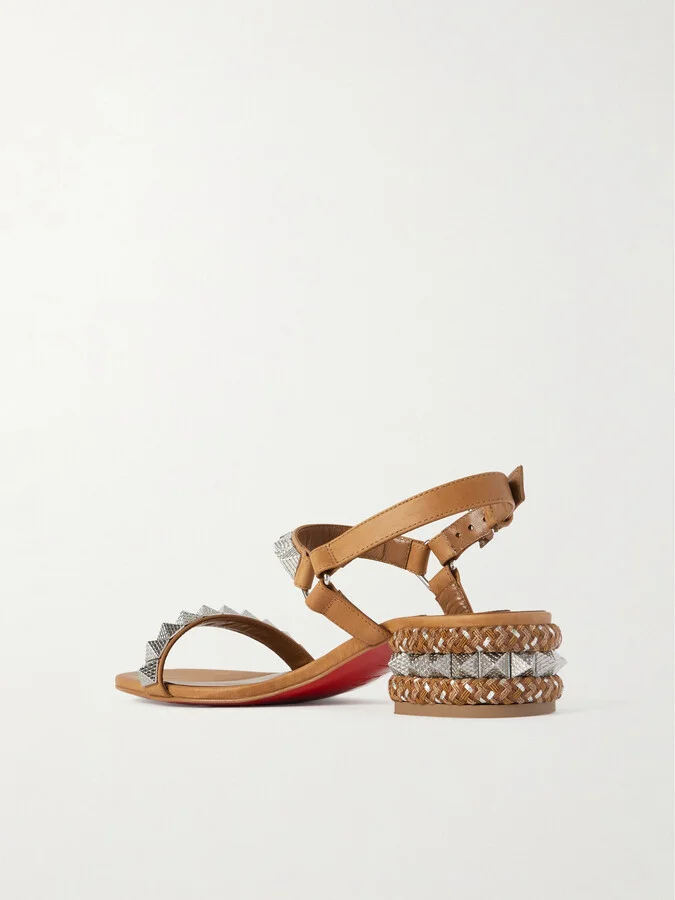 Christian Louboutin - Pyrasand 30 Studded Leather Sandals - Brown - Image 3