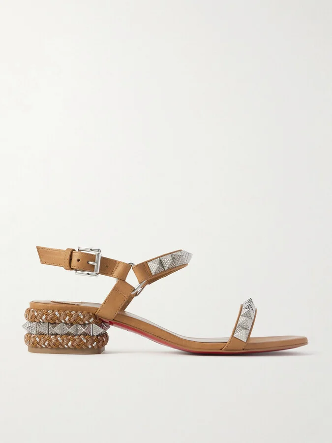 Christian Louboutin - Pyrasand 30 Studded Leather Sandals - Brown