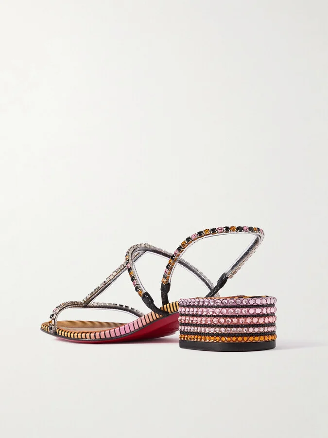 Christian Louboutin - Queenie Crystal-embellished Pvc And Leather Sandals - Purple - Image 3