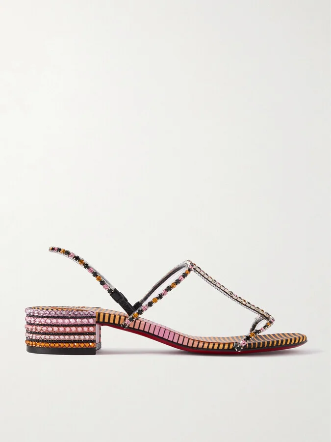 Christian Louboutin - Queenie Crystal-embellished Pvc And Leather Sandals - Purple