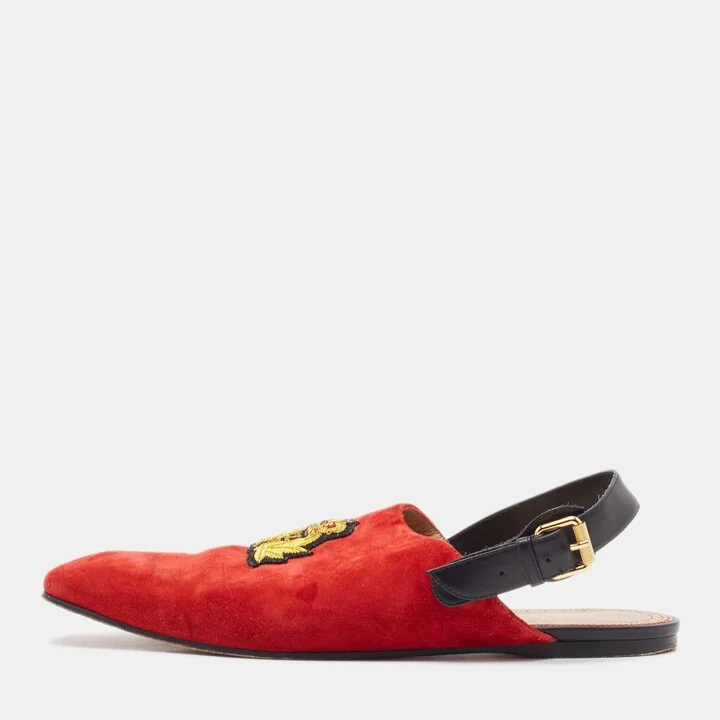 Christian Louboutin Red Suede And Leather Slingback Sandals Size 45