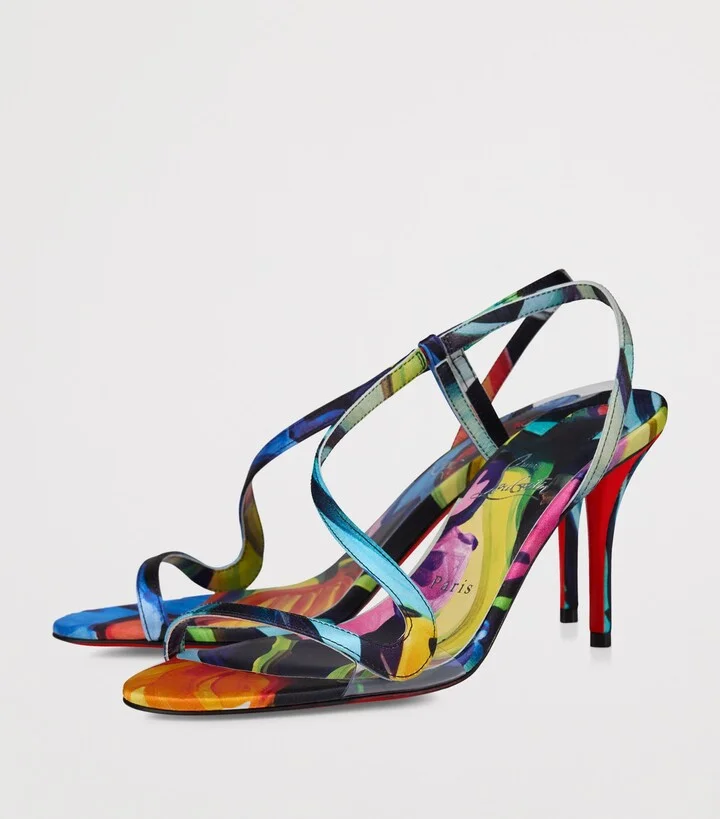 Christian Louboutin Rosa Z Silk Floral Heeled Sandals 80 - Image 3