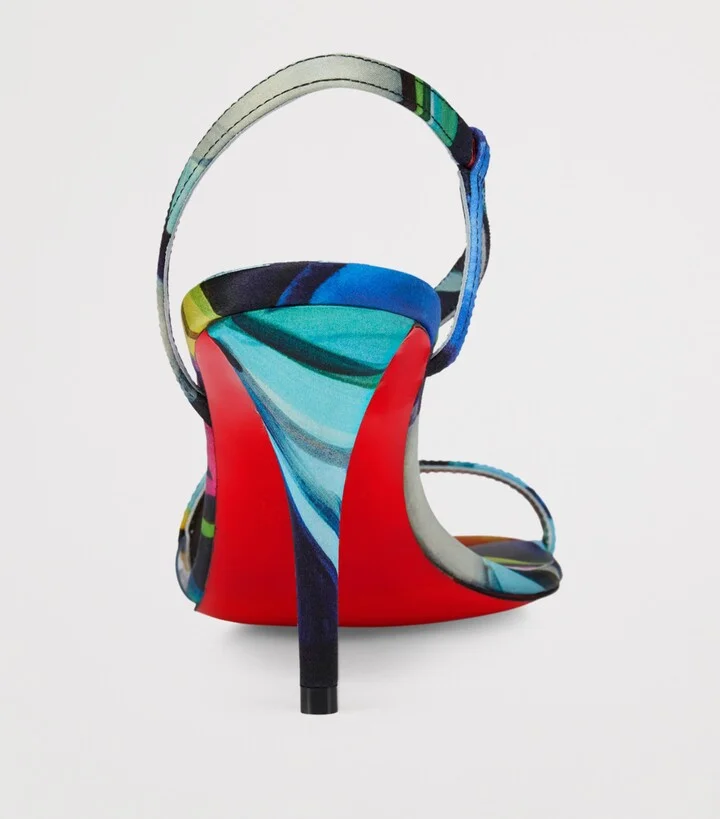 Christian Louboutin Rosa Z Silk Floral Heeled Sandals 80 - Image 5