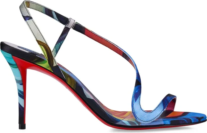 Christian Louboutin Rosa Z Silk Floral Heeled Sandals 80
