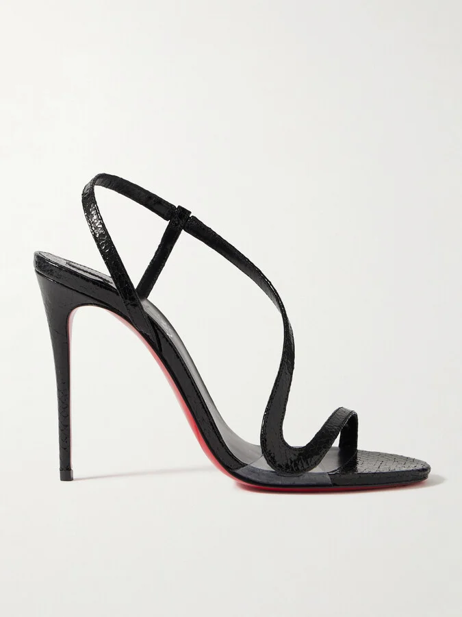 Christian Louboutin - Rosalie 100 Cracked-leather Sandals - Black
