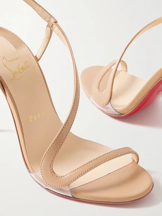 Christian Louboutin - Rosalie 100 Pvc-trimmed Leather Sandals - Neutrals - Image 4