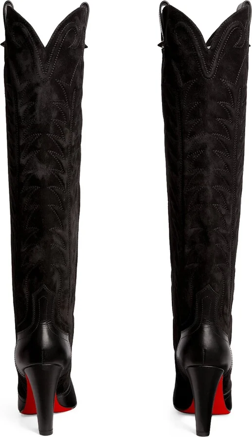 Christian Louboutin Santia Botta Suede-Leather Boots 85 - Image 2