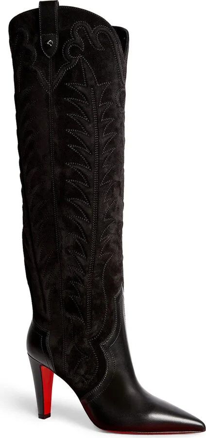 Christian Louboutin Santia Botta Suede-Leather Boots 85 - Image 3