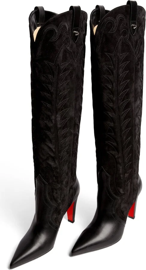 Christian Louboutin Santia Botta Suede-Leather Boots 85 - Image 6