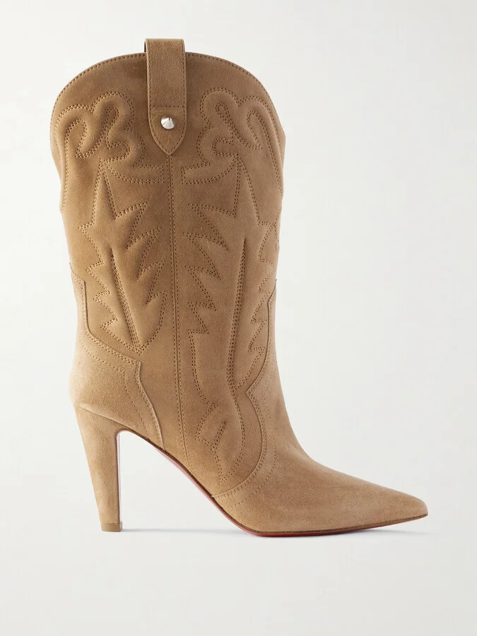 Christian Louboutin - Santiabooty 85 Suede Knee Boots - Neutrals