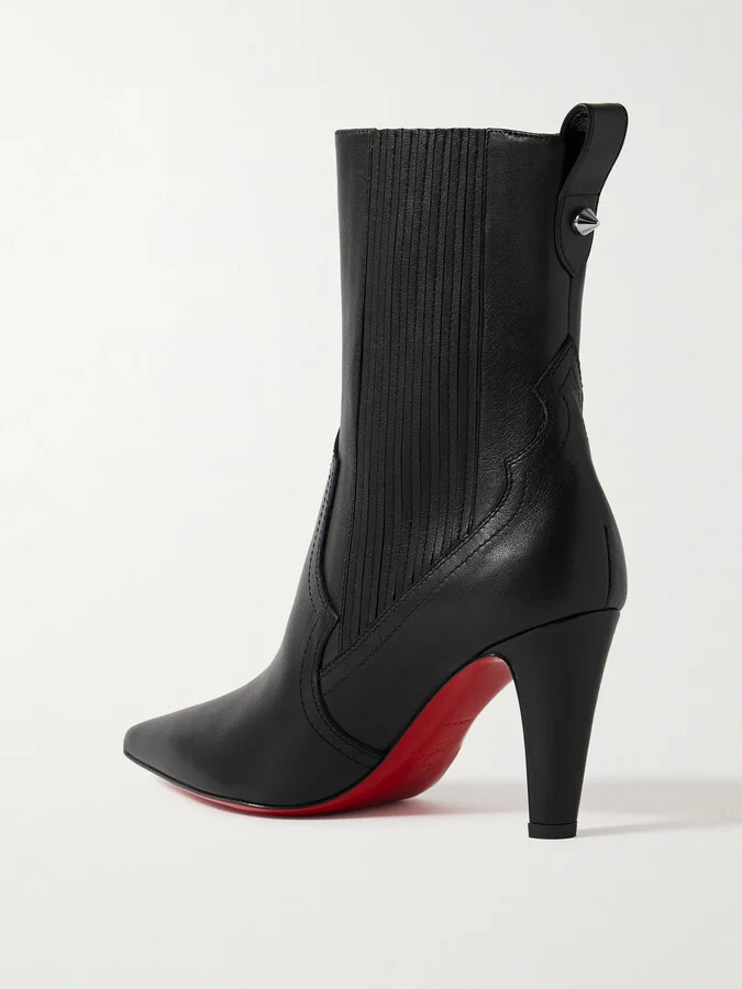 Christian Louboutin - Santigag 85 Leather Ankle Boots - Black - Image 3