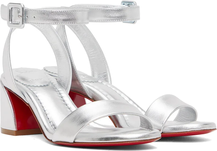 Christian Louboutin Silver Miss Sabina 55 Heeled Sandals - Image 4