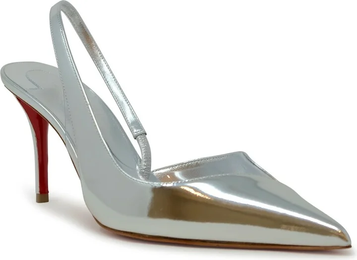 Christian Louboutin Silver Patent Leather Posticha 80 Pumps - Image 2