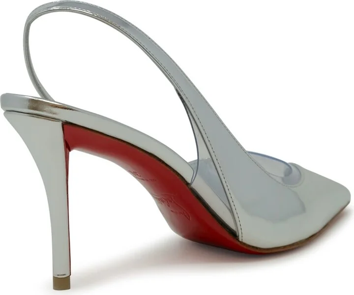 Christian Louboutin Silver Patent Leather Posticha 80 Pumps - Image 3