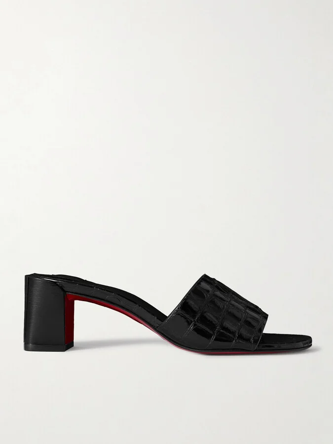 Christian Louboutin - So Cl Croc-effect Patent-leather Mules - Black