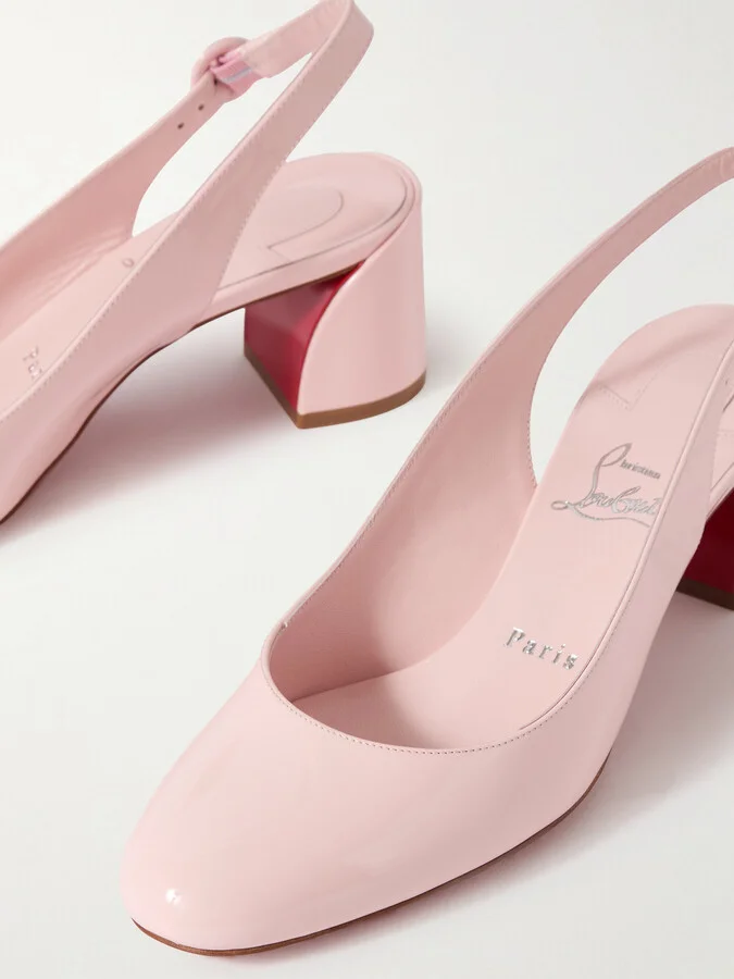 Christian Louboutin - So Jane 55 Patent-leather Slingback Pumps - Pink - Image 4