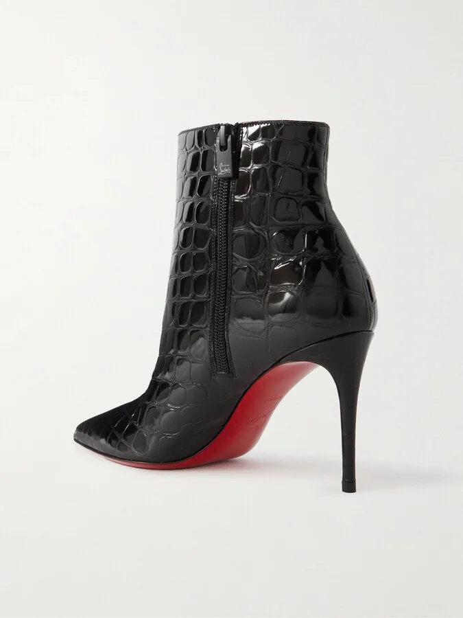 Christian Louboutin - So Kate Croc-effect Patent-leather Boots - Black - Image 3