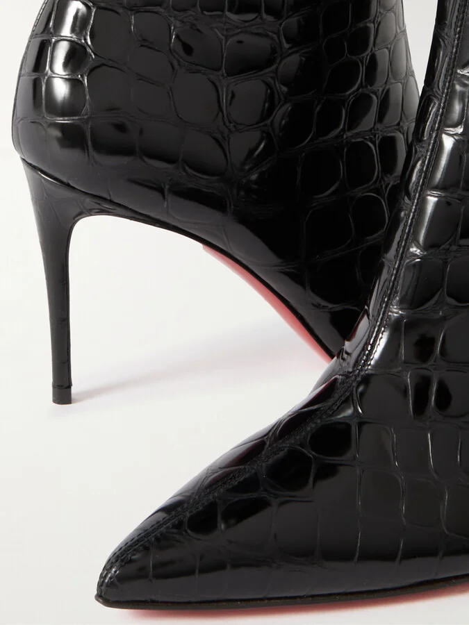 Christian Louboutin - So Kate Croc-effect Patent-leather Boots - Black - Image 4
