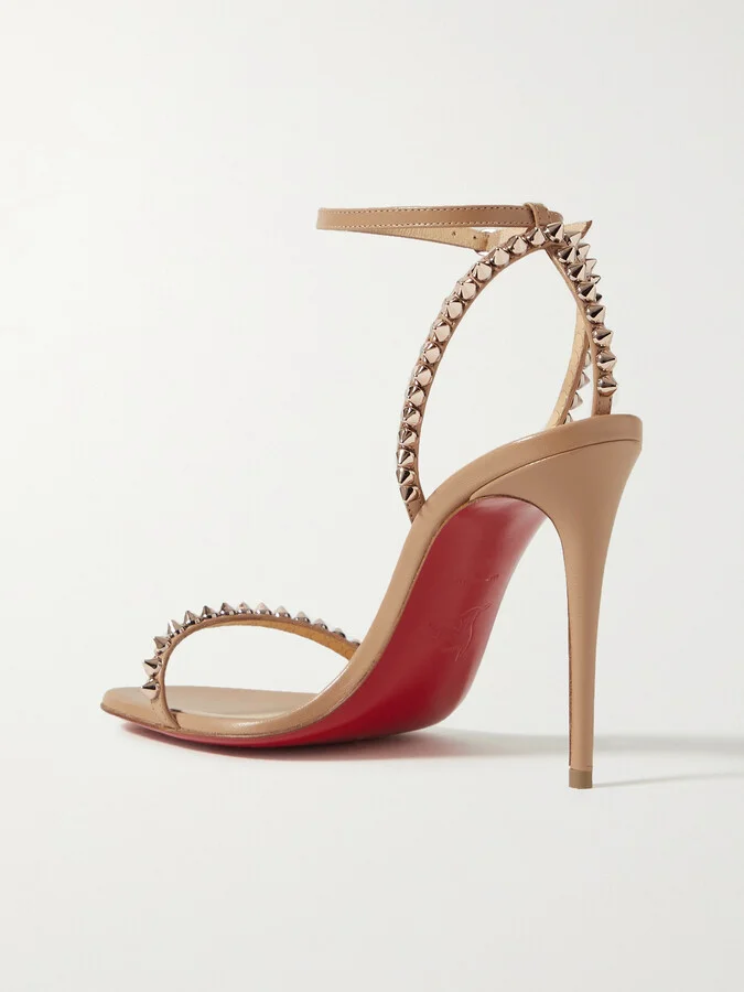 Christian Louboutin - So Me 100 Studded Leather Sandals - Neutrals - Image 3