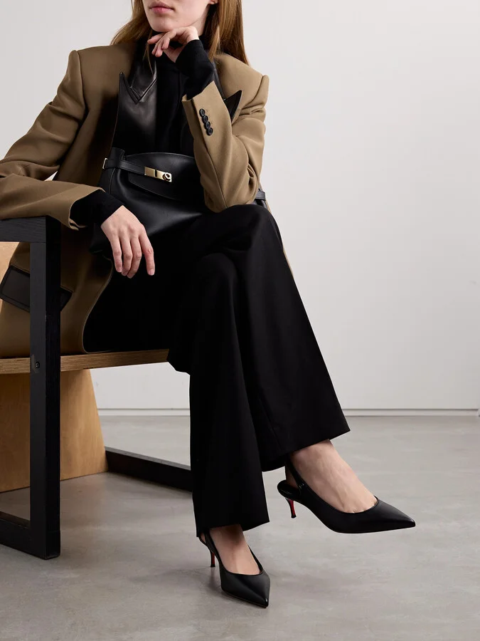 Christian Louboutin - Sporty Kate 45 Leather Slingback Pumps - Black - Image 2