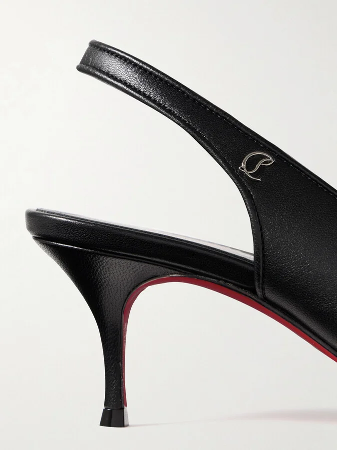 Christian Louboutin - Sporty Kate 45 Leather Slingback Pumps - Black - Image 4