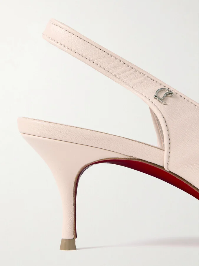 Christian Louboutin - Sporty Kate 45 Leather Slingback Pumps - Cream - Image 4