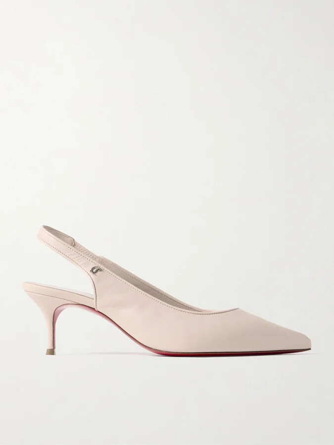 Christian Louboutin - Sporty Kate 45 Leather Slingback Pumps - Cream