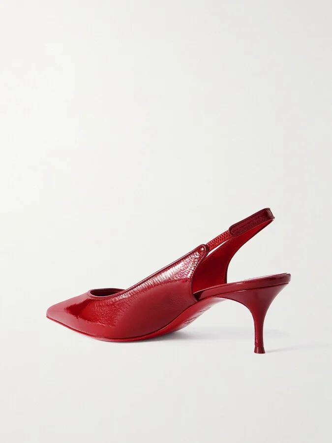Christian Louboutin - Sporty Kate 55 Patent-leather Slingback Pumps - Red - Image 3