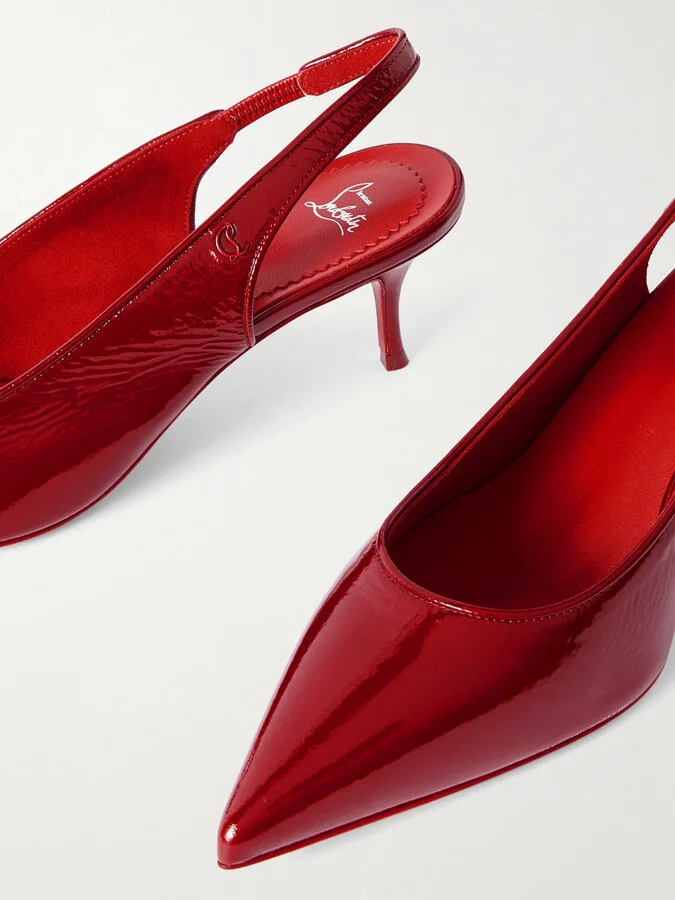 Christian Louboutin - Sporty Kate 55 Patent-leather Slingback Pumps - Red - Image 4