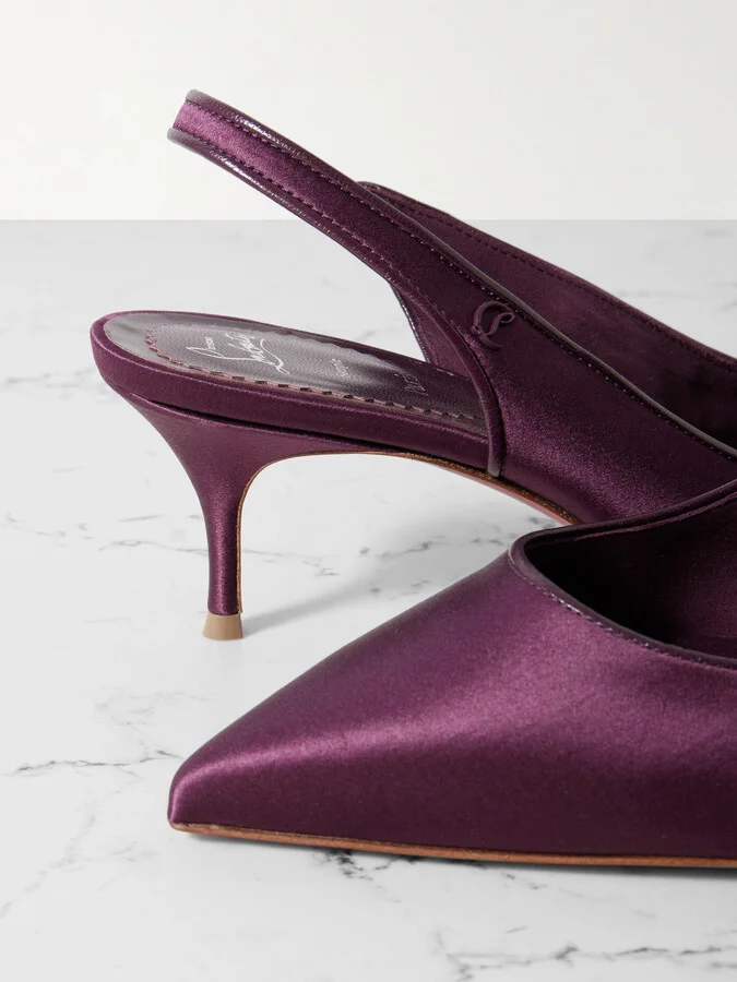 Christian Louboutin - Sporty Kate 55 Satin-crepe Slingback Pumps - Purple - Image 4