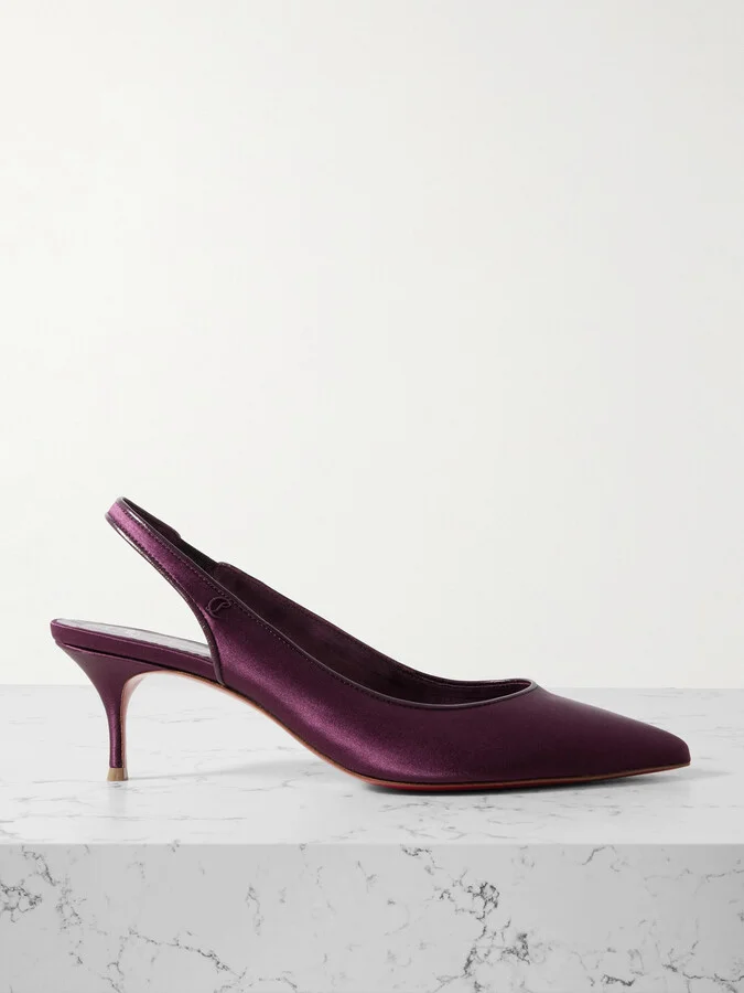 Christian Louboutin - Sporty Kate 55 Satin-crepe Slingback Pumps - Purple