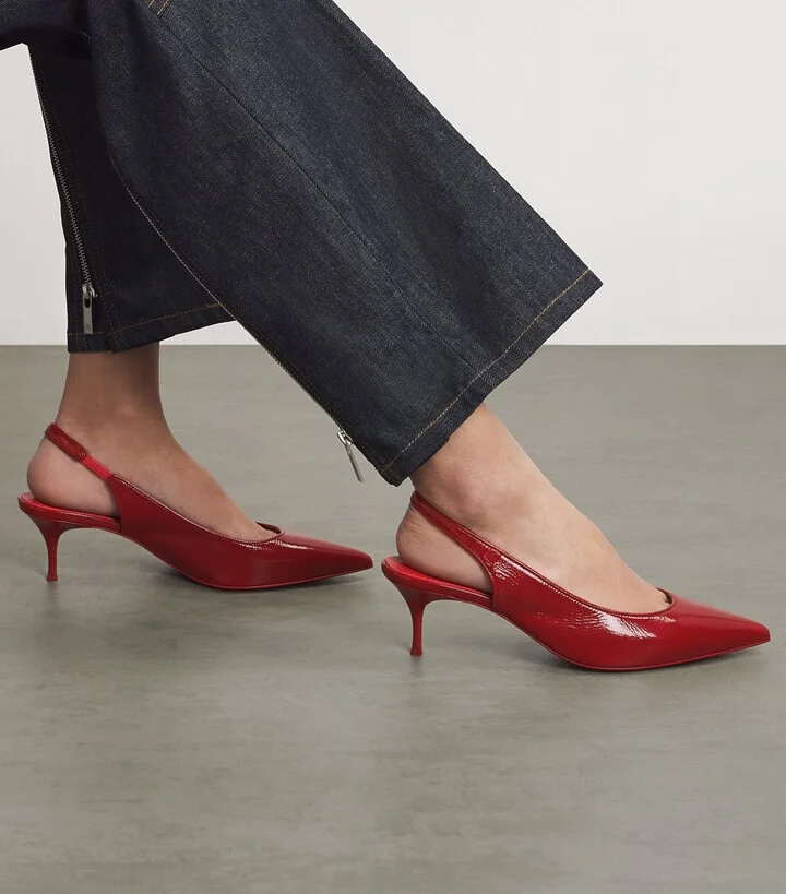 Christian Louboutin Sporty Kate Leather Slingback Pumps 55 - Image 2