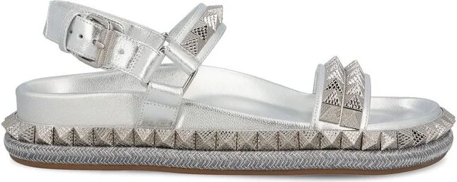 Christian Louboutin Stud Detailed Metallic Sandals