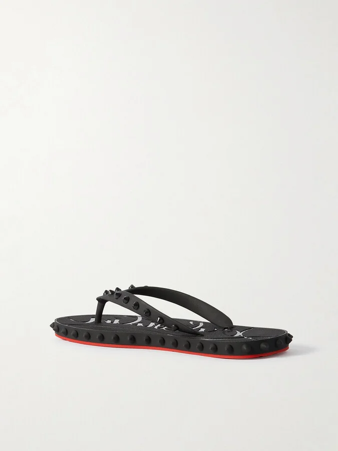 Christian Louboutin - Super Loubi Studded Rubber Flip Flops - Black - Image 3