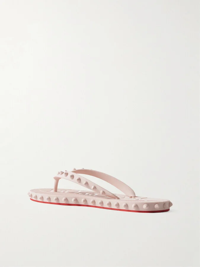 Christian Louboutin - Super Loubi Studded Rubber Flip Flops - Neutrals - Image 3