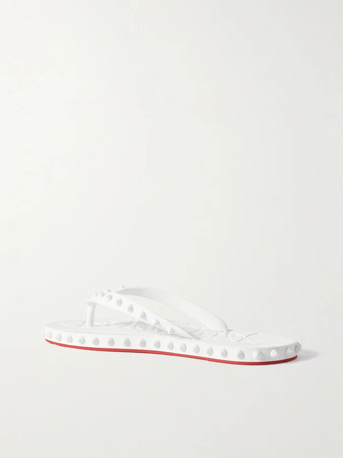 Christian Louboutin - Super Loubi Studded Rubber Flip Flops - White - Image 3