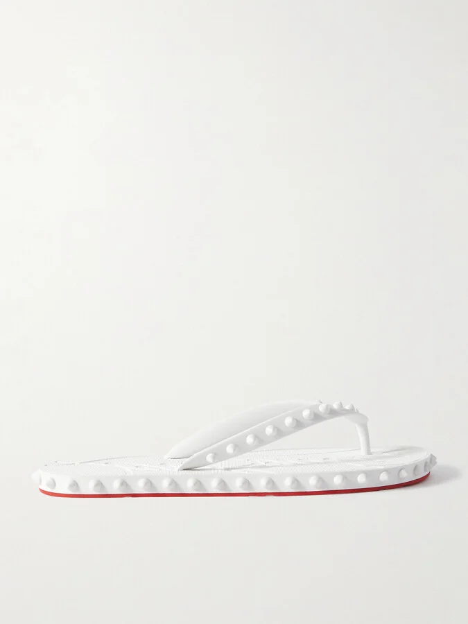 Christian Louboutin - Super Loubi Studded Rubber Flip Flops - White