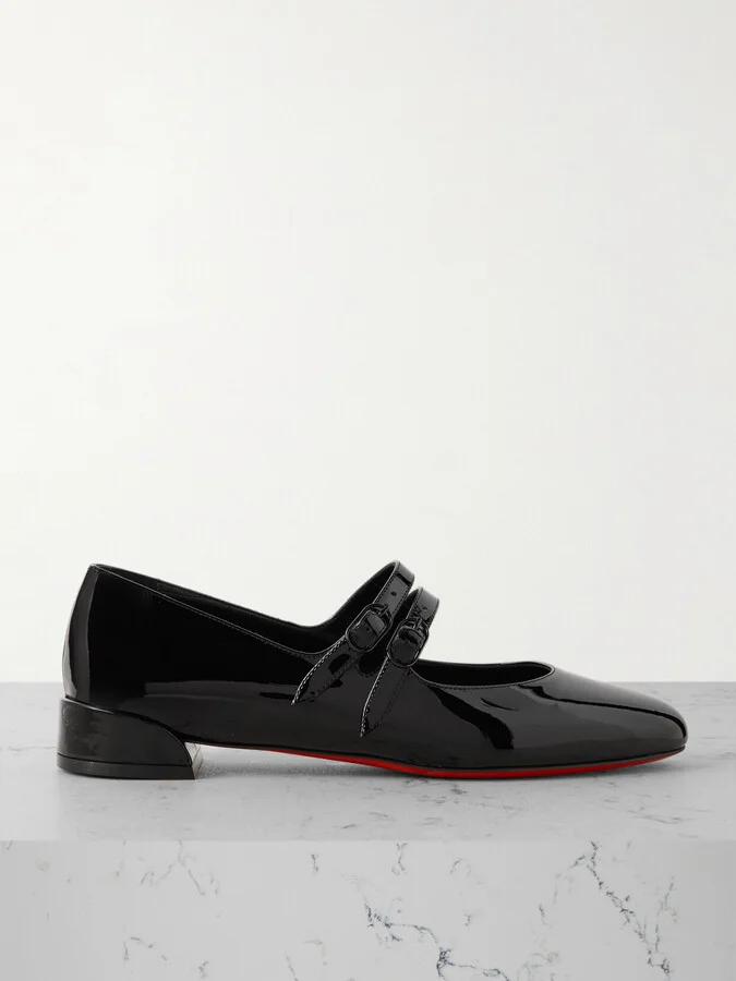 Christian Louboutin - Sweet Jane Patent-leather Flats - Black