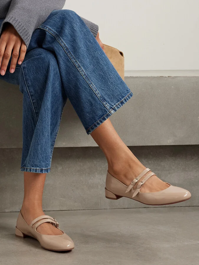Christian Louboutin - Sweet Jane Patent-leather Flats - Neutrals - Image 2