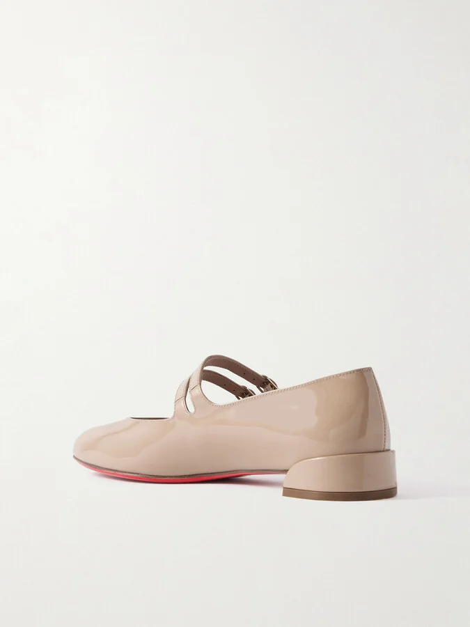 Christian Louboutin - Sweet Jane Patent-leather Flats - Neutrals - Image 3