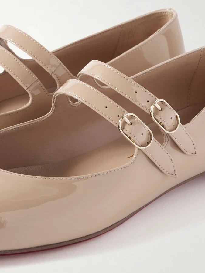 Christian Louboutin - Sweet Jane Patent-leather Flats - Neutrals - Image 4
