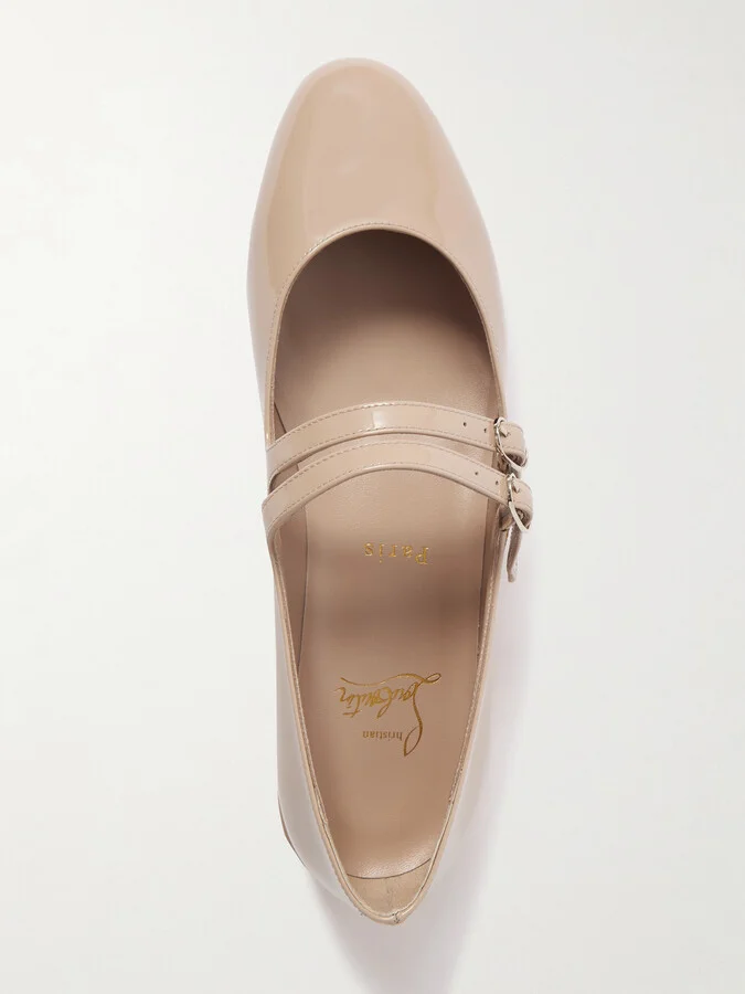 Christian Louboutin - Sweet Jane Patent-leather Flats - Neutrals - Image 5