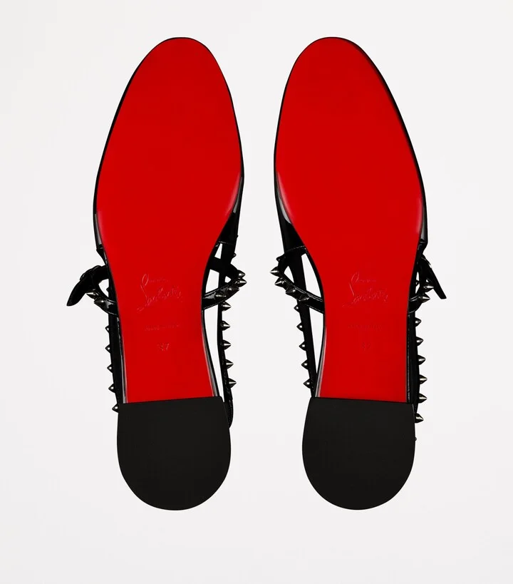 Christian Louboutin Sweet Jani Spike Patent Leather Slingback Flats - Image 5