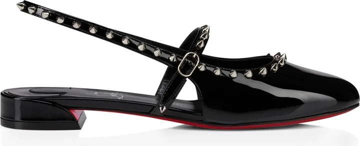 Christian Louboutin Sweet Jani Spike Patent Leather Slingback Flats