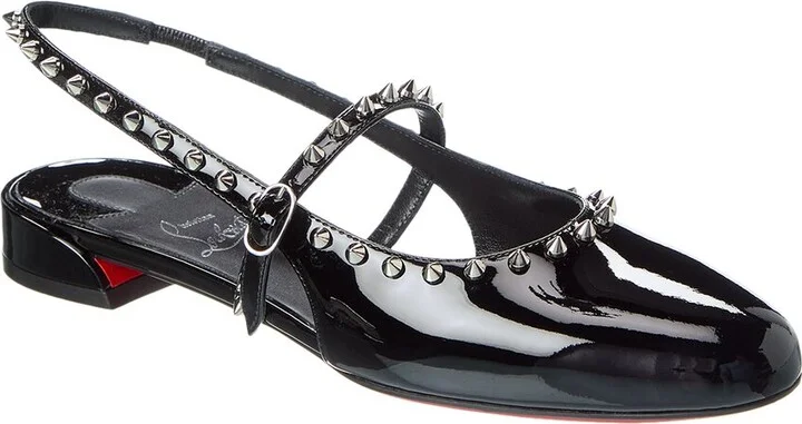 Christian Louboutin Sweet Janispikes Patent Slingback Flat