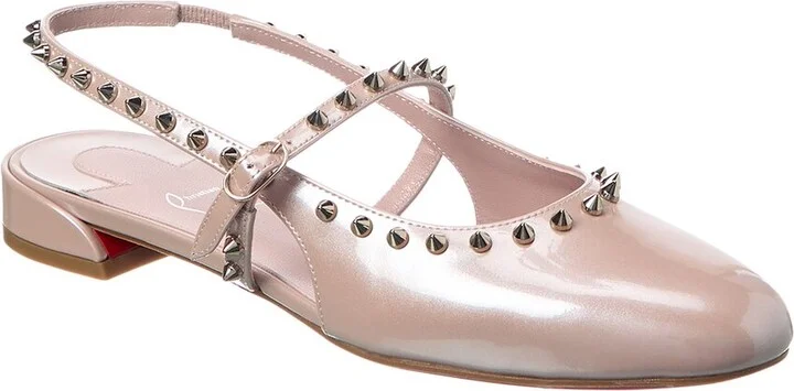 Christian Louboutin Sweet Janispikes Patent Slingback Flat